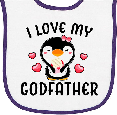 inktastic I Love My Godfather with Cute Penguin and Hearts Baby Terry