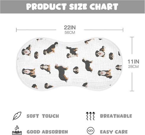 YYZZH 2 Pack 100% Bernese Mountain Dog Muslin Burp Cloths for Baby Cotton Baby Washcloths Bibs for Boy Girl