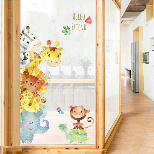 WINDVALE Colorful Jungle Animal Wall Decals – Removable Safari Wall Stickers for Nursery, Toddler Bedroom