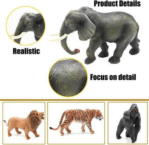 65PCS Safari Animal Figurines Toy Set, Realistic Jungle Zoo Figures for Kids Ages 3-8