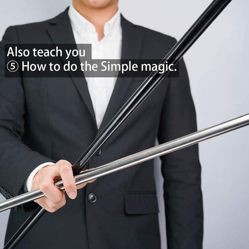 Xfunjoy 59"/150cm Golden Magic Appearing Cane, Magic Staff with Free Gloves and Video Tutorial for Performances