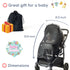 Sun Shade for Strollers (XL Black), Universal Adjustable SPF 30+ Sunshade with See Through Canopy Cover