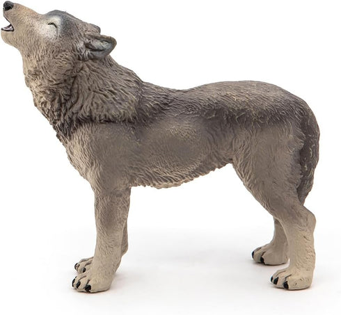 Papo Hand-Painted Figurine, Wild Animal Kingdom Howling Wolf, 50171, Collectible for Children