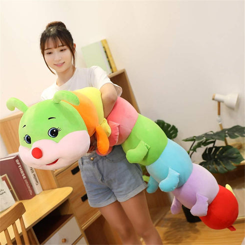 Multicolor Caterpillar Stuffed Animal - Big Hugging Pillow Plush Toy - Gifts for Babies and Kids