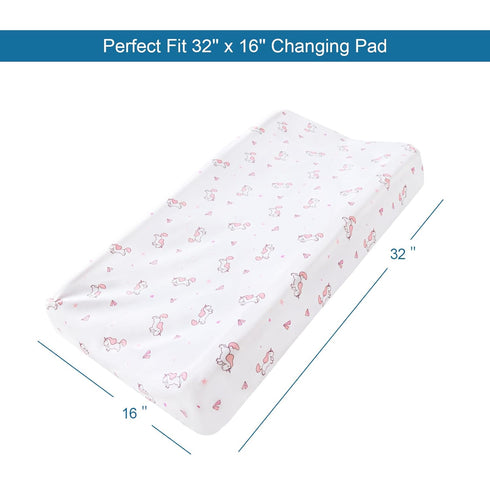 Changing Pad Cover for Girls 4 Pack, Comfy & Breathable Changing Table Cover for 32''x16" Changing Table Pads