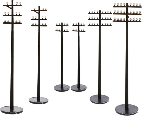 Hobby Train Sets 6pcs Telephone Pole Model Train Accessories 1:87 Electric Utility Pole Model for Early Education