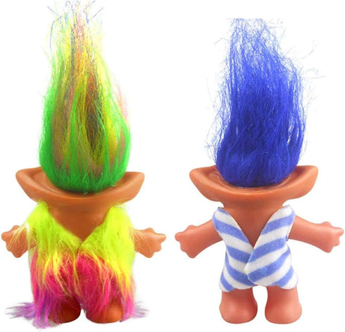 2packs Vintage Troll Dolls Set, Retro Chromatic Troll Dolls for Collections, School Project, Arts and Crafts