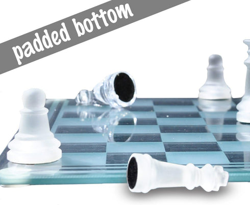 Gamie 14 Inch Glass Chess Set for 2 Players - Elegant Design - 32 Frosted and Clear Pieces - Durable Build