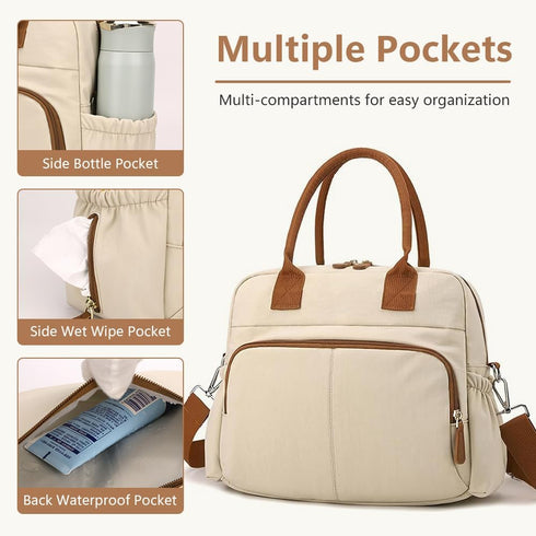 Mommy Diaper Bag Tote, Travel Baby Diaper Bag Purse with Stroller Clips, Hospital Baby Bag for Labor and Delivery
