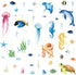 4Sheets 52Pcs Ocean Sea Animals Wall Decals Stickers, Under The Sea Wall Stickers Fish Turtle Jellyfish Ocean Creature