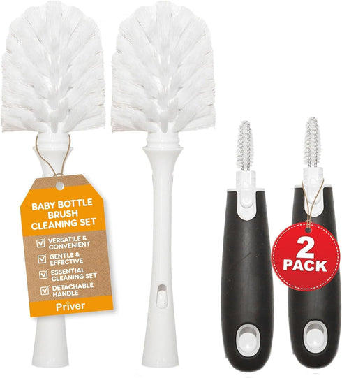 Set Set Priver Complete Baby Bottle Care Bundle - Drying Rack, Dish Mat, Bottle Brush - Efficient Baby Bottle Care