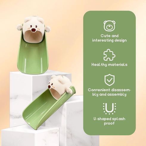 EQUNROY 2-Pack Beige Faucet Extender for Toddlers & Kids, Child-Safe Silicone Sink Adapter with Visual Temp Alert, Fits