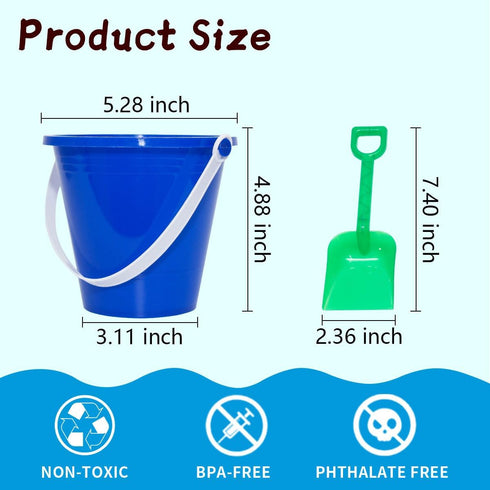 Holady 5.28'' Inch Summer Accessory(24 Bucket+24 Sand Beach Buckets Pail with Shovels,Sand Bucket Water Pail for Beach