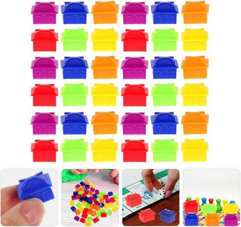 FAVOMOTO 120PCS Plastic Hotels Houses, Game Replacement Pieces for Board Games in Multicolor