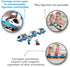 E3728 Set 3 10.63" 1.5" 1.97", 7 Pack Hape Intercity Train Toy, Kids Train Toy with Accessories, x Open/Close Magnetic