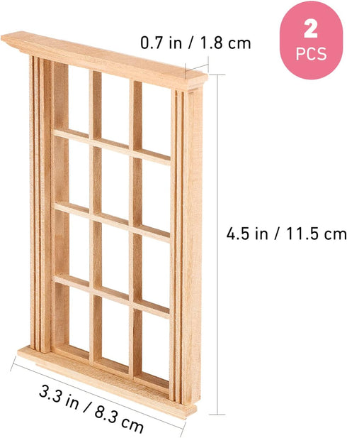 2 Pcs Mini Furniture Doll House Miniature Window Frame Model Decoration