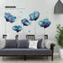 RW-2003 Removable 3D Blue Dream Flower Wall Stickers, DIY Home Wall Decoration Art Decor for Kids Bedroom and Nursery