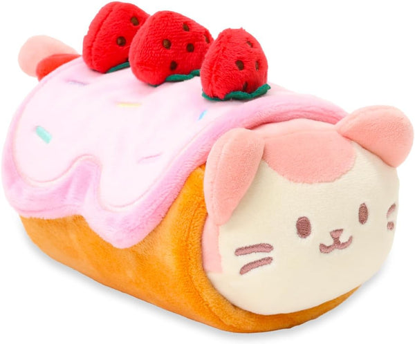 Anirollz Kittiroll Plush in Roll Cake Outfit, Kawaii Stuffed Animal with Removable Costume for Kids