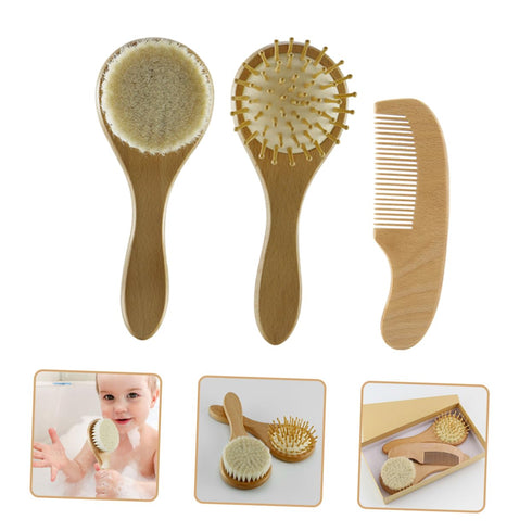 Set Set Toddmomy Wooden Hair Brush Comb Brush for Girls Boys Boy Girl Newborn Hair Care