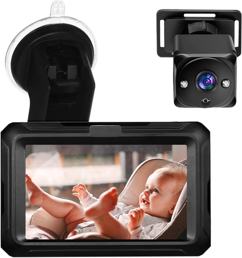 Generic 1080P 360 2 Baby Car Camera with Night Vision Full HD Monitor for Infant Safety, Rotation for Newborns USB Plug