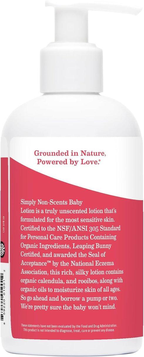 Earth Mama Simply Non-Scents Baby Lotion, 8-Fl oz - Organic Moisturizer for Dry Skin with Calendula Cream & Aloe