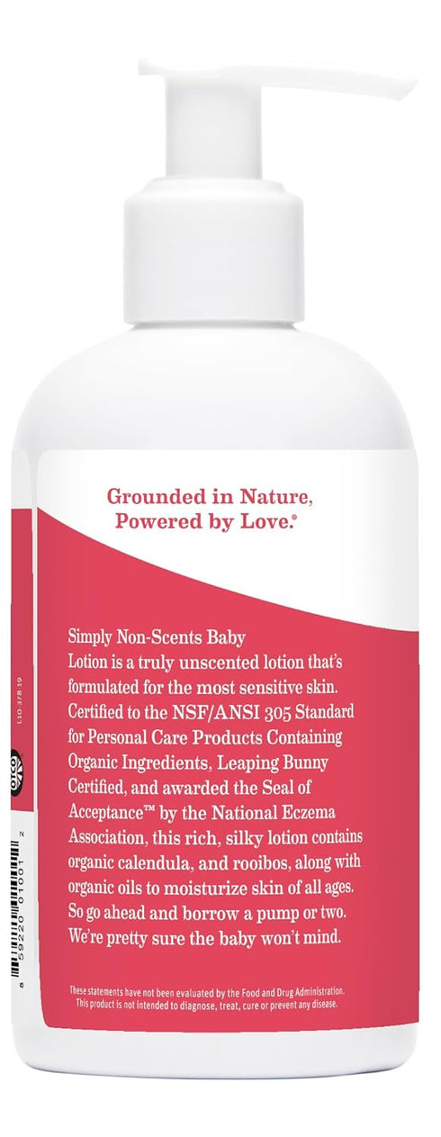 Earth Mama 8-Fl oz (2-Pk) Simply Non-Scents Baby Lotion for Dry Skin, Calendula Cream for Newborn Skin Care, Organic