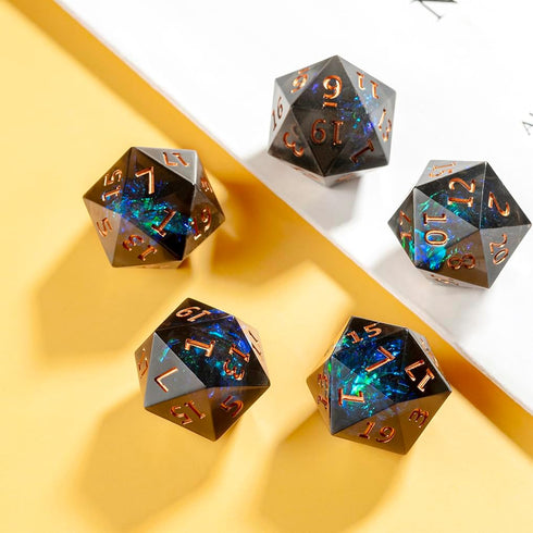 Yiotfandoll 5PCS D20 22mm 20 Polyhedral Dice Dice Resin Sided Dice Game Dice for RPG MTG DND Dice Table Games (Black