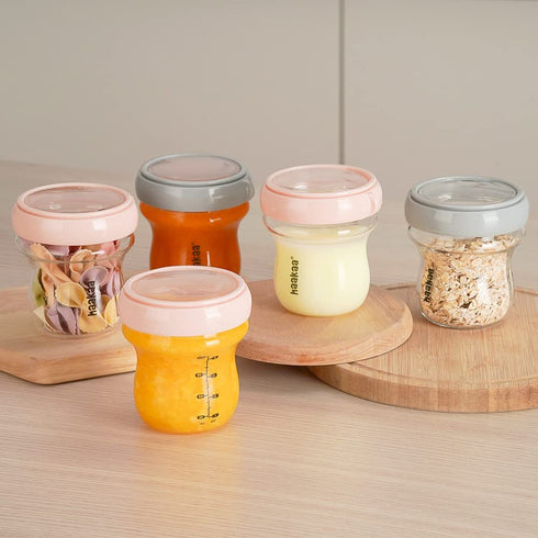 Gen.3 4.2oz/120ml, 1 haakaa Breastmilk Storage Container Glass Baby Food Jar- Baby Food Storage Containers Leakproof