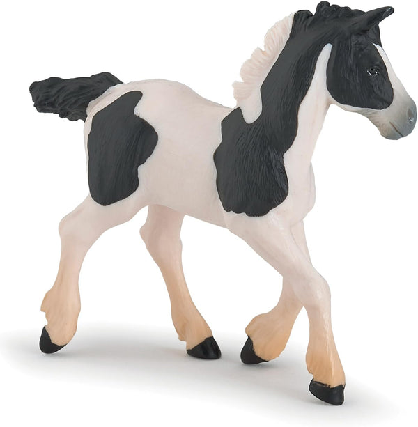 Papo Hand-Painted Figurine - Horses, Foals and Ponies - Black Piebald Cob Foal Figure-51508 - Collectible for Children