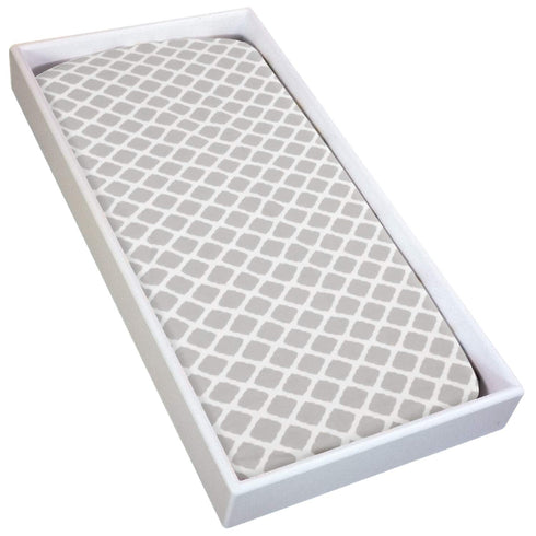 Kushies Changing Pad Cover for 1" Pad, 100% Breathable Cotton, Grey Lattice, Made in Canada