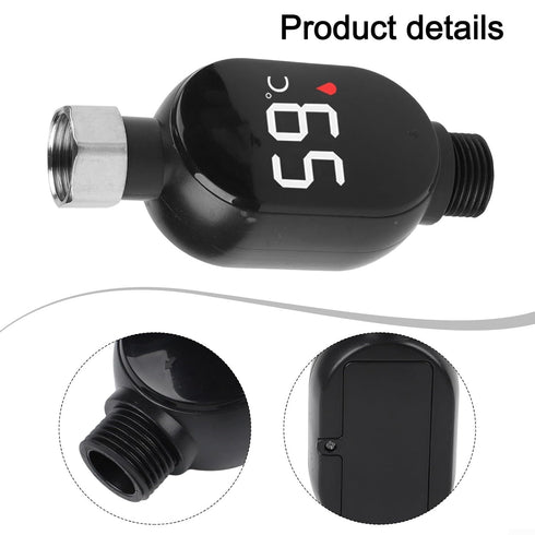 Shophubio 0-99C 1/2 Inch Digital Shower Thermometer with LED Color Display, Water Temperature Gauge for Baby Bath