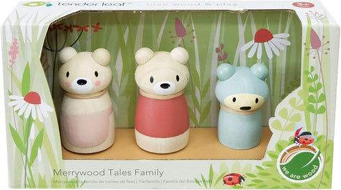 Tender Leaf Toys Bear Tales Wooden Dollhouse Add-on Playset - 3 Pcs Bear Family Figures