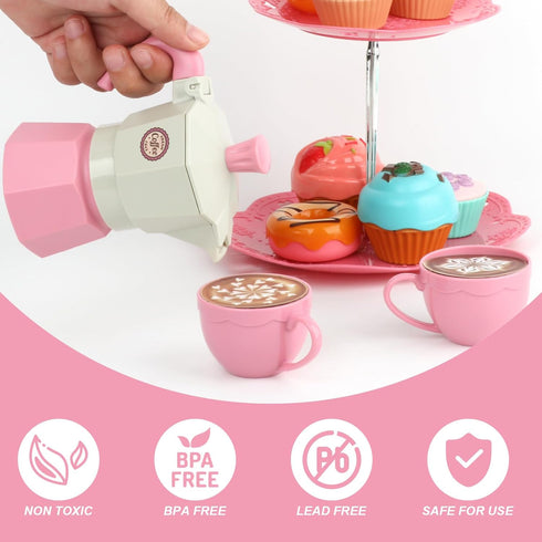 Set Playset 3 4 5 6 Afternoon Tea Toys Pretend Play Food Toys for Toddler Girls, Party Tea Toy Gifts for Year Old Girl