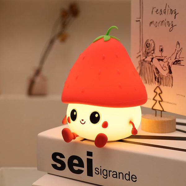 Strawberry Night Light, Cute Fruit Night Lamp for Kids Bedroom USB Rechargeable