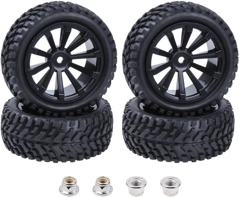 Hobbypark Rubber RC Car Tires & Wheel Rims, Outer Diameter 2.99 inch / 76mm, Foam Inserts (4-Pack).
