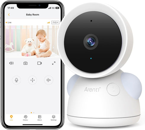 ARENTI Baby Camera Monitor, 2K/3MP WiFi 6, Smartphone App, Super Night Vision, Crying
