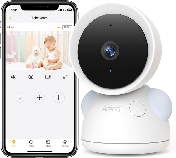 ARENTI Baby Camera Monitor, 2K/3MP WiFi 6, Smartphone App, Super Night Vision, Crying