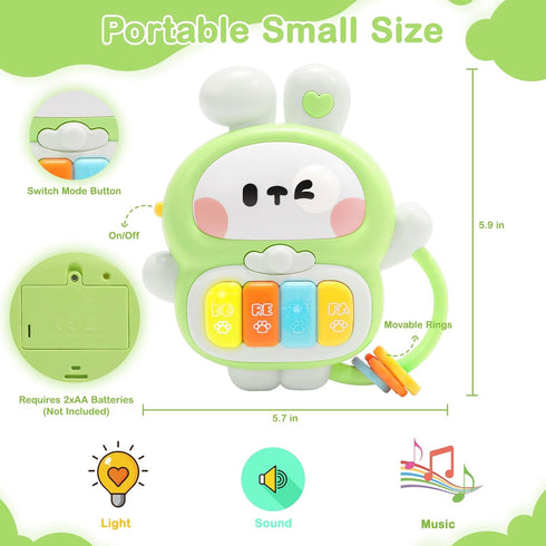 Redbeann 6-12 1-3, 1 Baby Musical Toys Months, Rabbit Piano for Baby Musical Toys for Toddlers Busy Board with Music