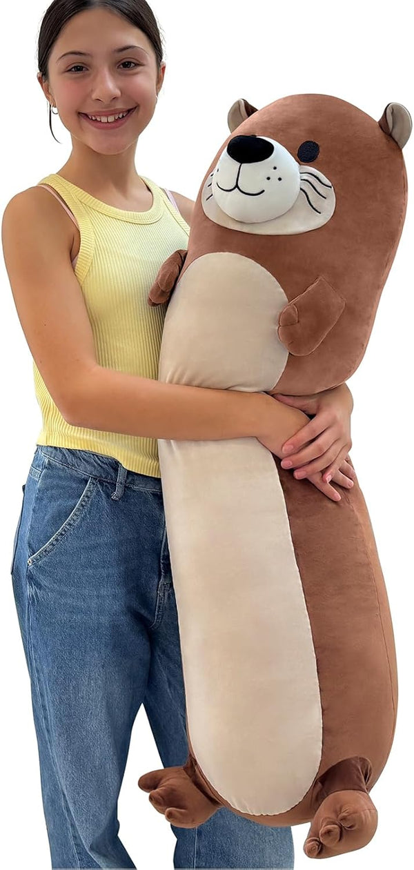 Tezituor Long Otter Plush Pillow,39.5" Giant Otter Stuffed Animal Soft Cuddly Sea