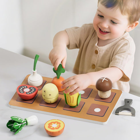 Sets Set 3-5, Wooden Play Food for Kids Kitchen, Farm to Table Play Kitchen Accessories, Cooking for Kids Pretend