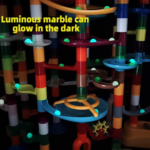 Marble Run Marble Maze Race Track with Glowing Marbles for Kids Ages 3-10, Fun Building Toys