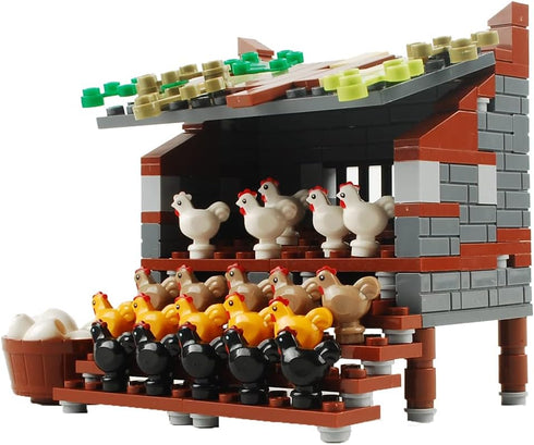 NW Farm Building Blocks Park Sencery Accessories Plant Set Building Bricks Kit DIY Building Set Compatible All Major Brands (Chicken coop#1)