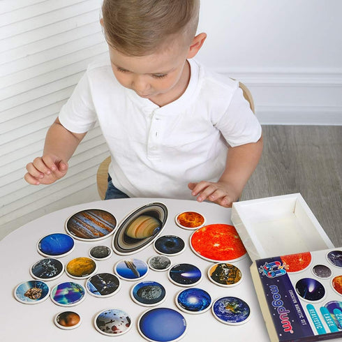 magdum 22 Solar System Fridge Magnets for Kids - - Realistic Space Magnets for Toddlers - Real Refrigerator Magnets