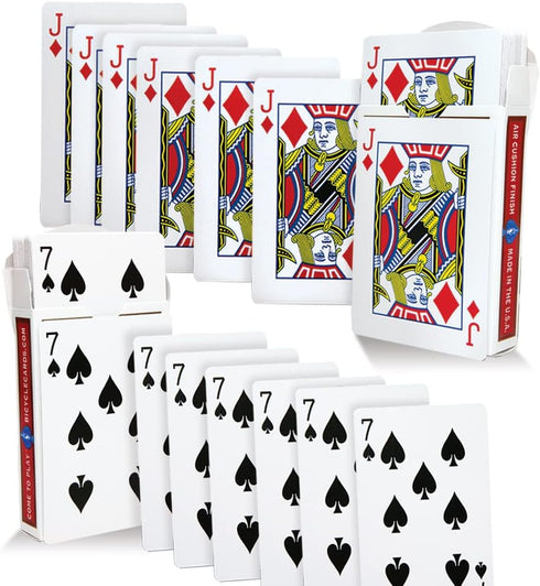 Magic Makers Combo - One Way Forcing Red Bicycle Back Decks, 2 Decks Included: 7 Spades & Jack Diamonds