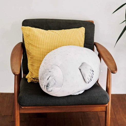 Cute Blob Seal Pillow - Chubby White Seal Plush Hug Pillow, Soft Stuffed Animal Toy (24")