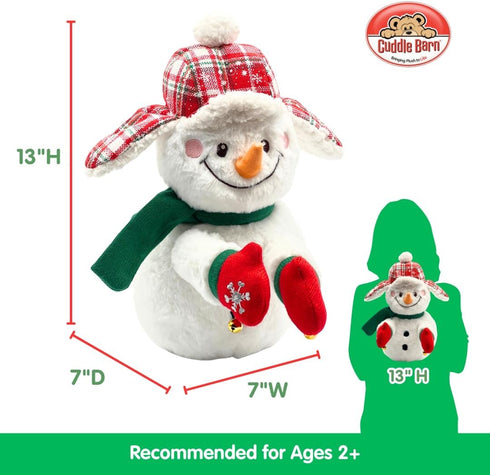 13" Animated Plush Snowman |Christmas Cheer Charlie - Claps Hands and Ears Flap to Song - If You're Happy for Xmas Clap