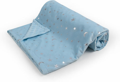 Baby Blanket for Boys Girls, Soft Minky, 30x40 Inch, Star and Moon Printed, Double Layer Dotted Backing