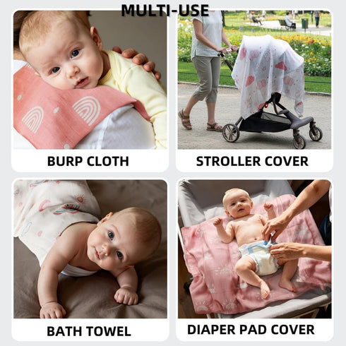 REZIPO 4 Pack 70% 30% 47 47 Inches Baby Girl Muslin Swaddle Blankets Bamboo Cotton Pink Breathable Receiving Blankets