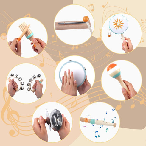 Toddlers Musical Instruments, Montessori Wooden Toys for 1-3 Year Old, Percussion Gift for Boys & Girls