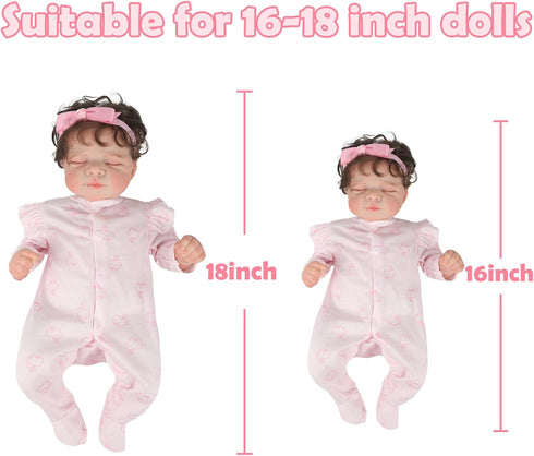 16-18 inch 2pcs Set CARANOVO Realistic Reborn Baby Doll Clothes Pink Outfits Clothing Accessories Suitable for Reborn